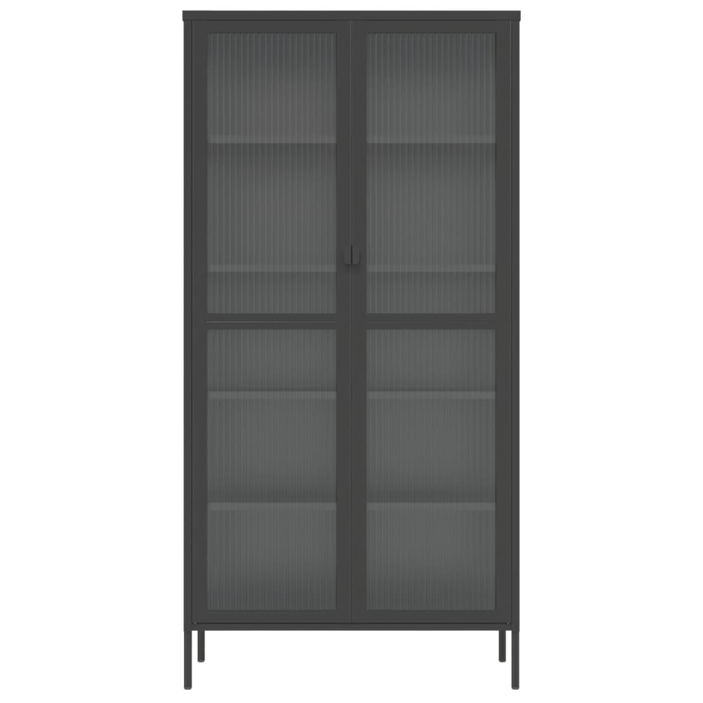 Högskåp Svart 85x40x180 Cm Glas Och Stål