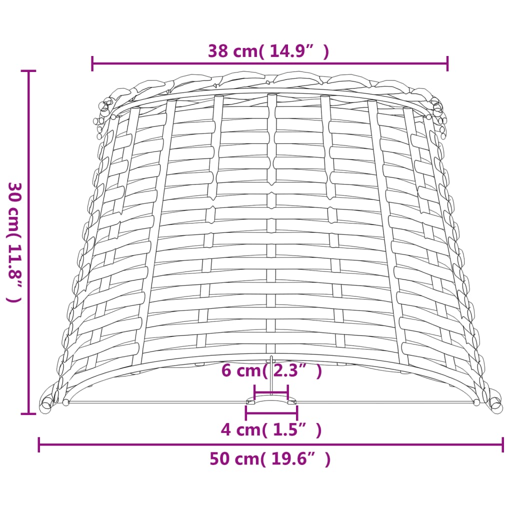 Lampskärm Ø50x20 cm korgmaterial