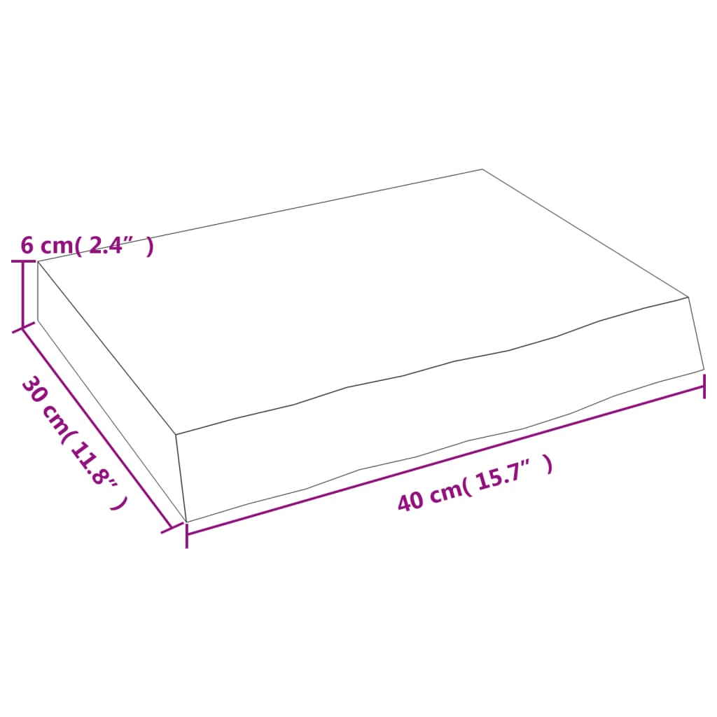 Bänkskiva för badrum 40x30x(2-6) cm obehandlat massivt trä