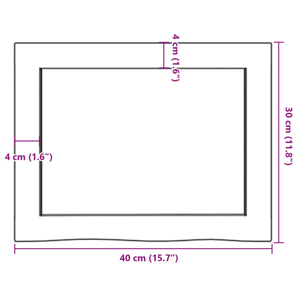 Bänkskiva för badrum 40x30x(2-6) cm obehandlat massivt trä