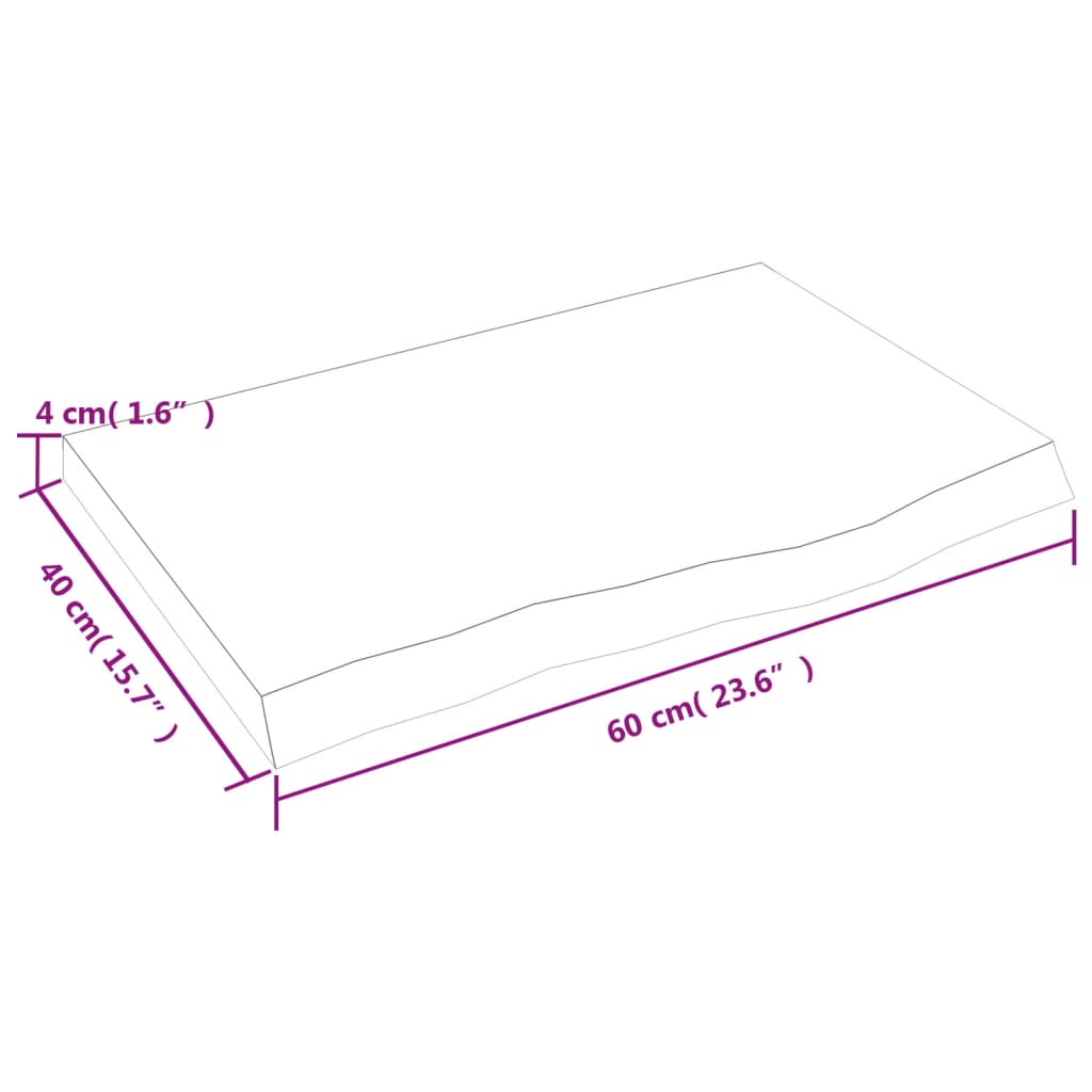 Bänkskiva för badrum 60x40x(2-4) cm obehandlat massivt trä