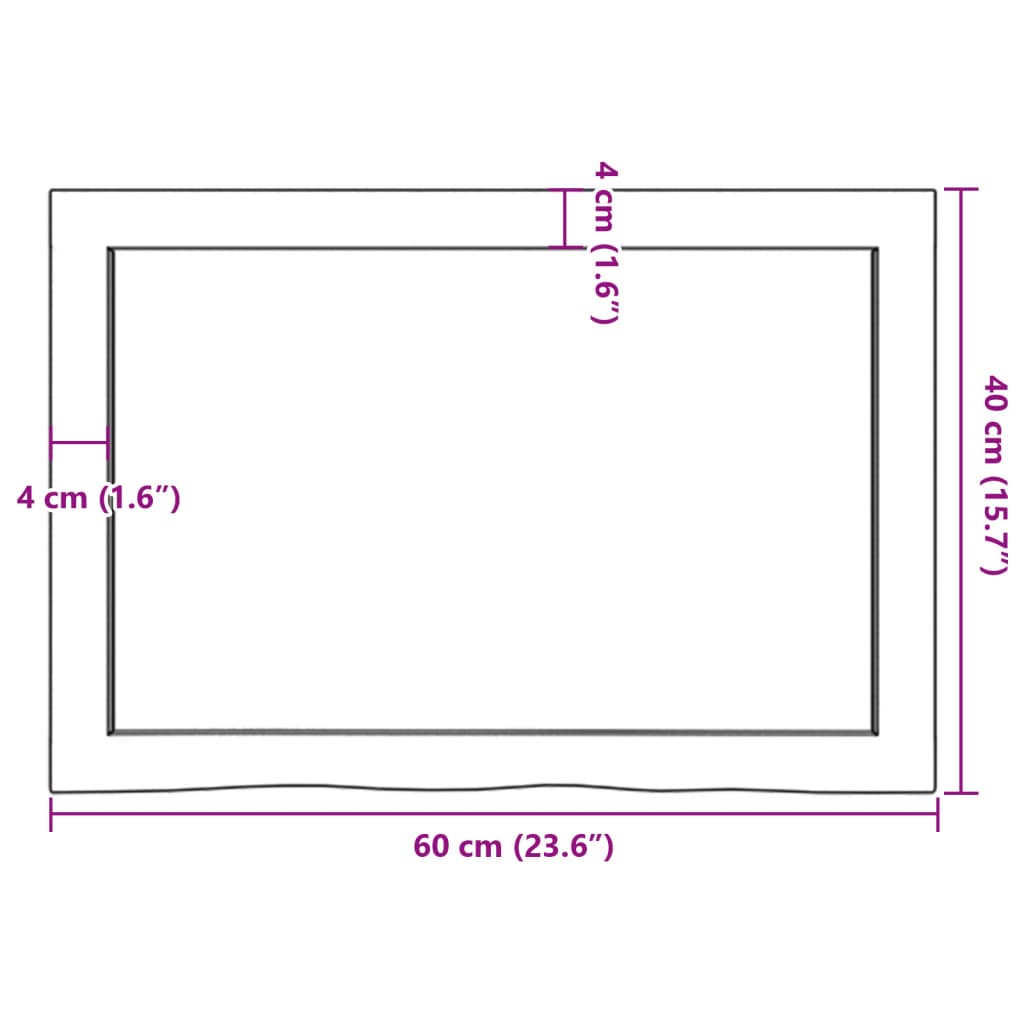 Bänkskiva för badrum 60x40x(2-4) cm obehandlat massivt trä