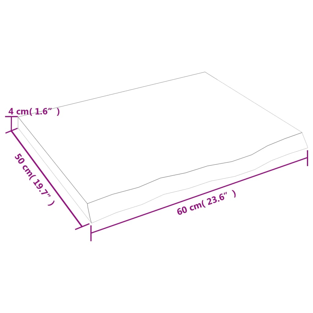 Bänkskiva för badrum 60x50x(2-4) cm obehandlat