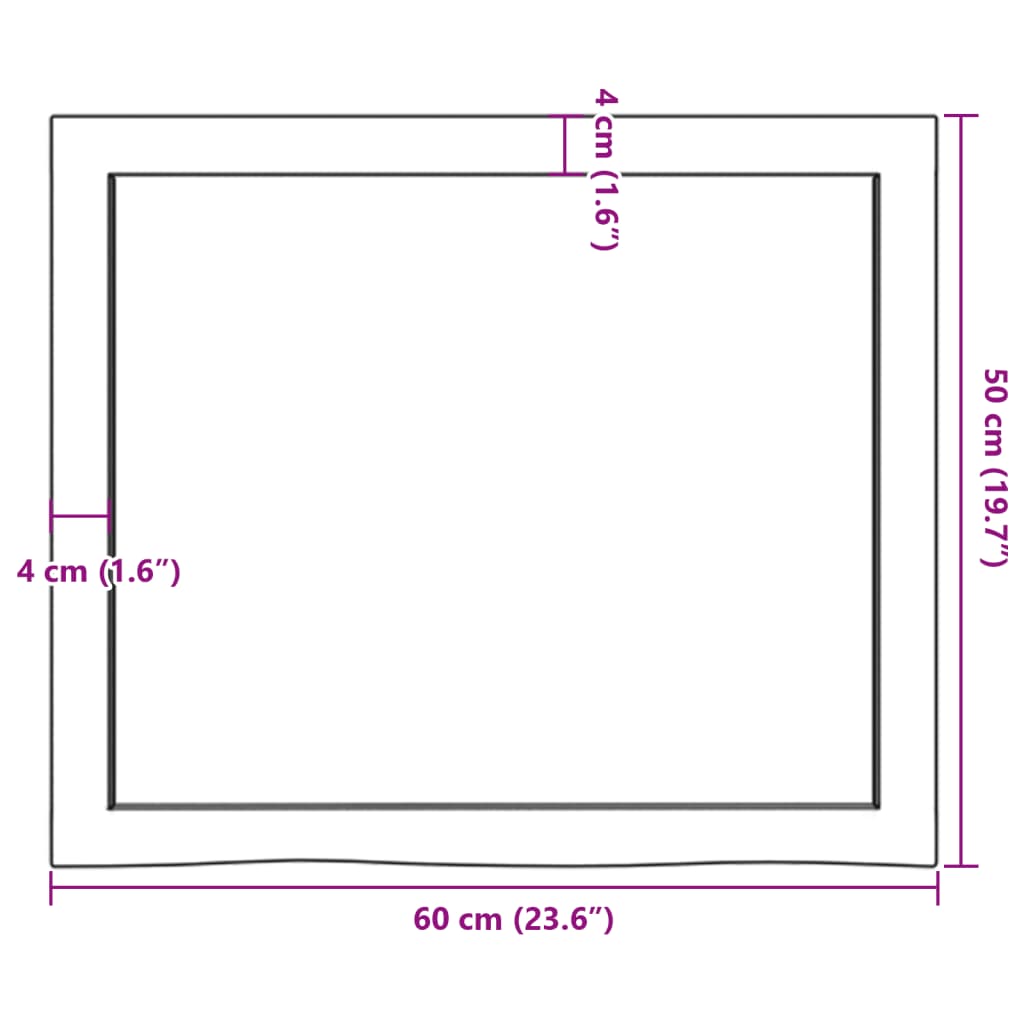 Bänkskiva för badrum 60x50x(2-6) cm obehandlat massivt trä