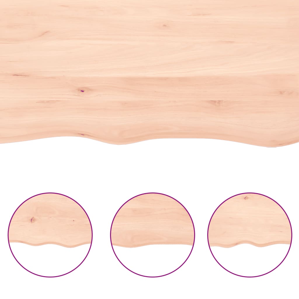 Bänkskiva för badrum 80x60x(2-6) cm obehandlat massivt trä