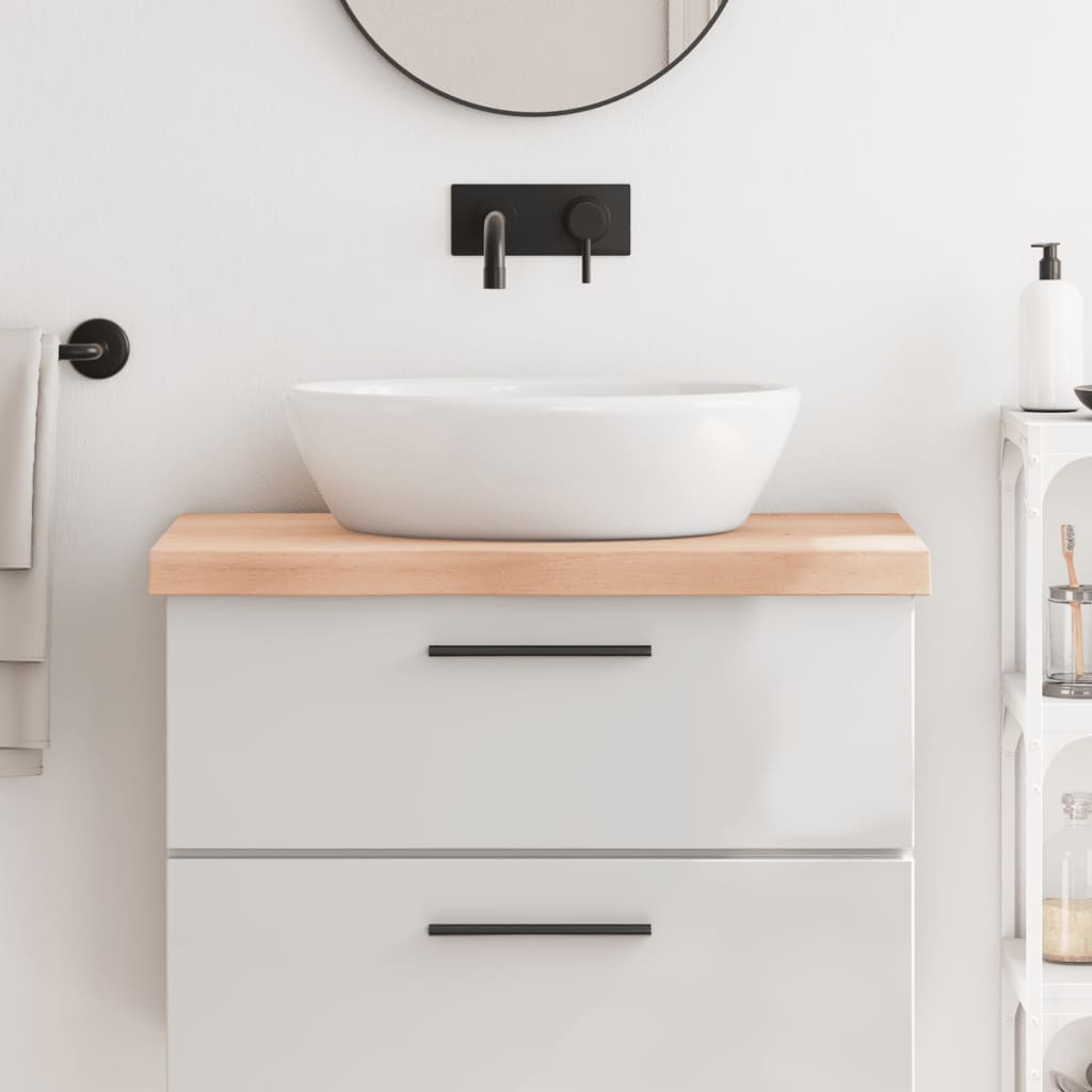 Bänkskiva för badrum 80x60x(2-6) cm obehandlat massivt trä