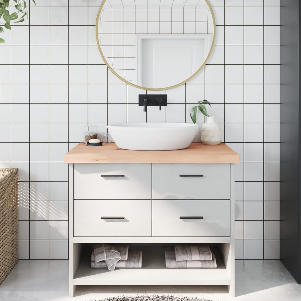 Bänkskiva för badrum 100x50x(2-6) cm obehandlat massivt trä