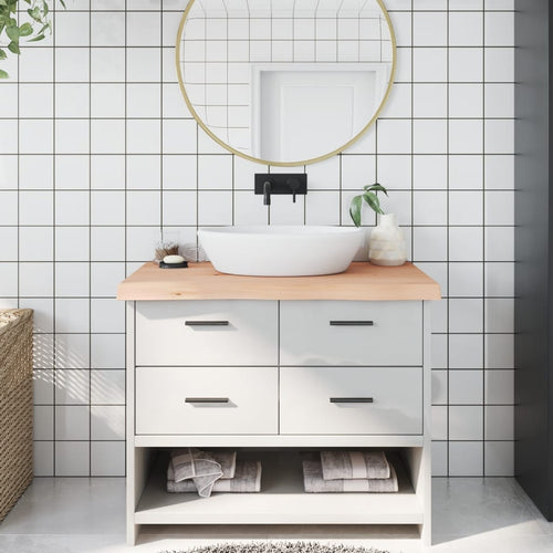 Bänkskiva för badrum 100x50x(2-6) cm obehandlat massivt trä