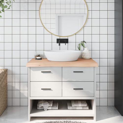 Bänkskiva för badrum 100x60x(2-6) cm obehandlat massivt trä