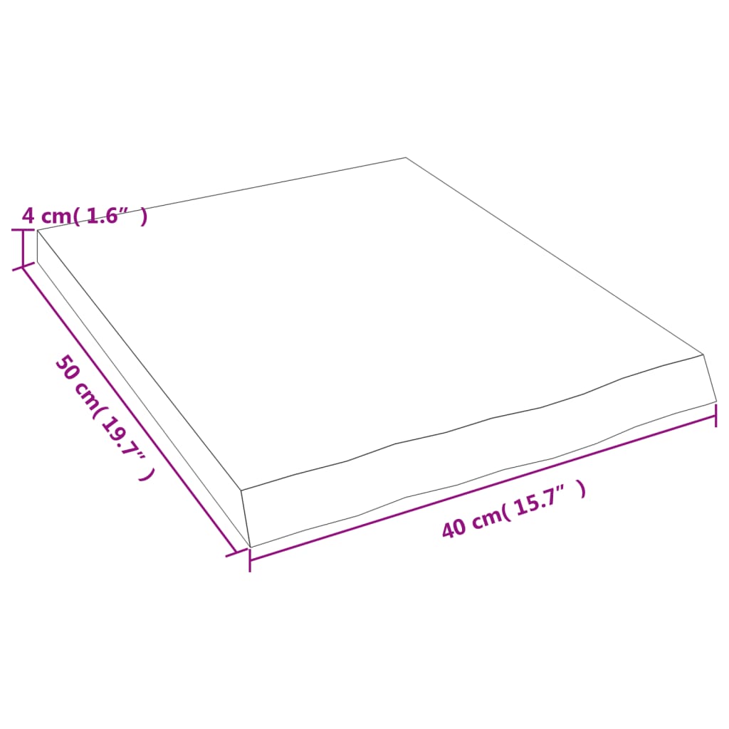Bänkskiva badrum 40x50x(2-4) cm behandlat massivt trä