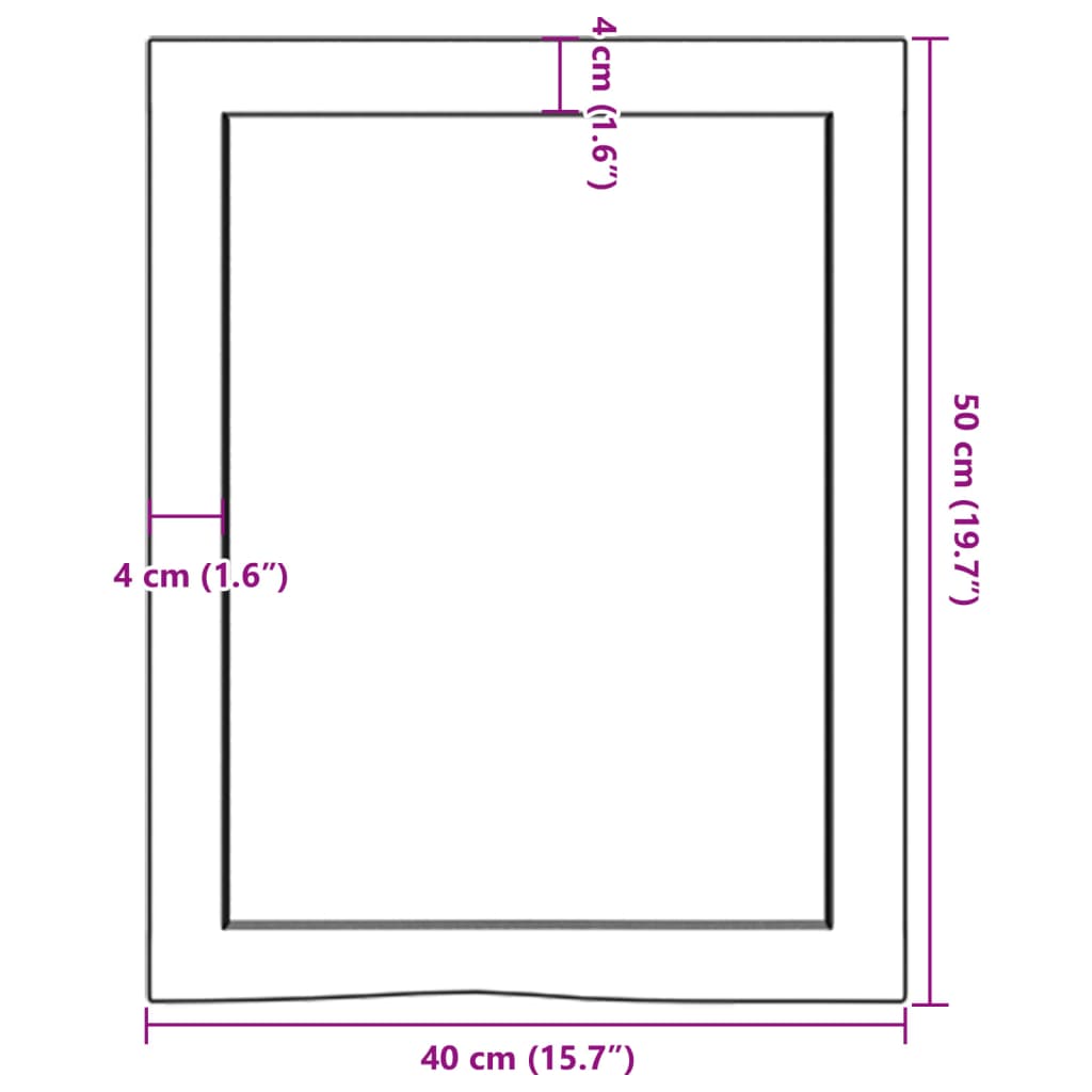 Bänkskiva badrum 40x50x(2-4) cm behandlat massivt trä