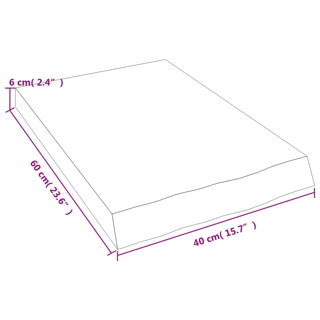 Bänkskiva badrum 40x60x(2-6) cm behandlat massivt trä