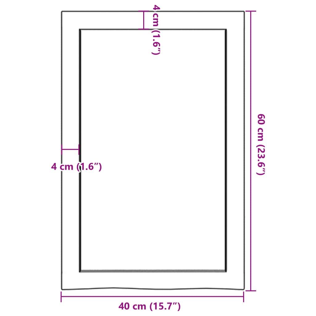 Bänkskiva badrum 40x60x(2-6) cm behandlat massivt trä