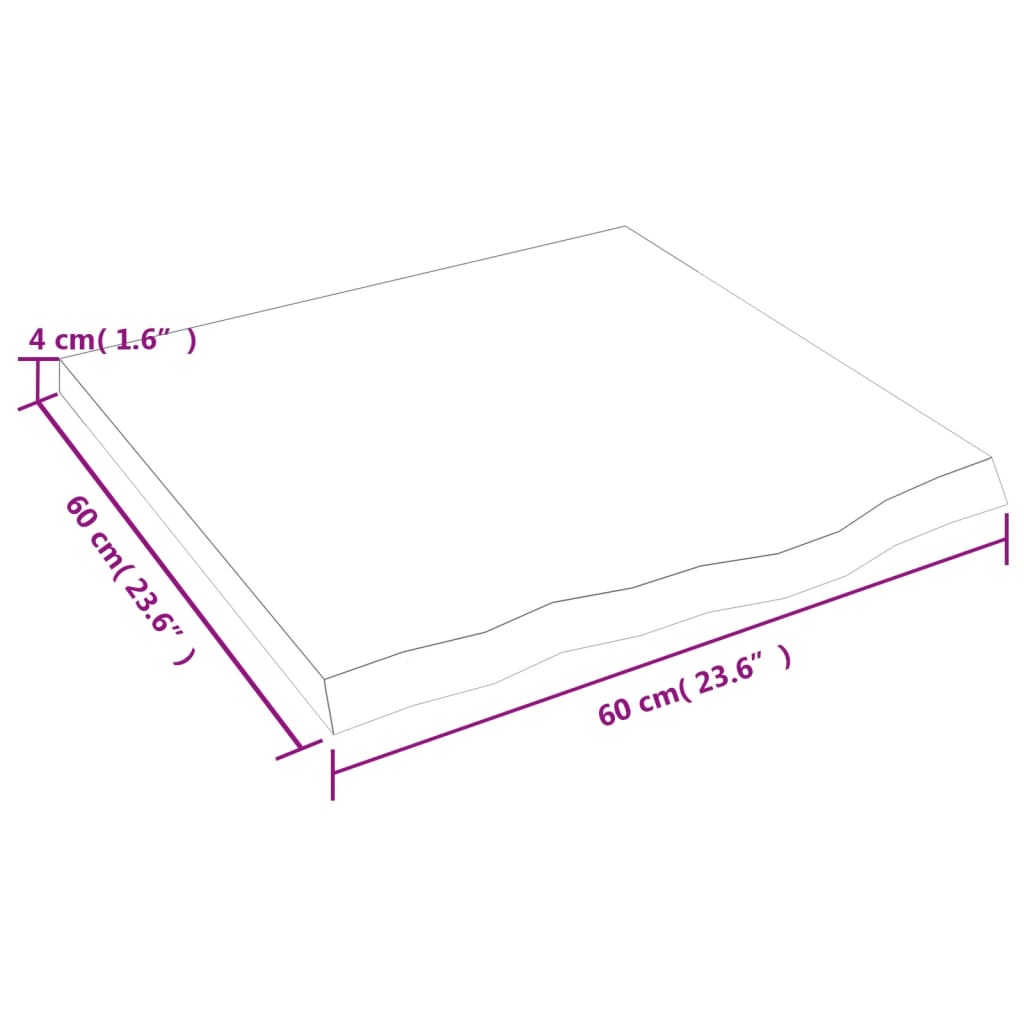 Bänkskiva badrum 60x60x(2-4) cm behandlat massivt trä