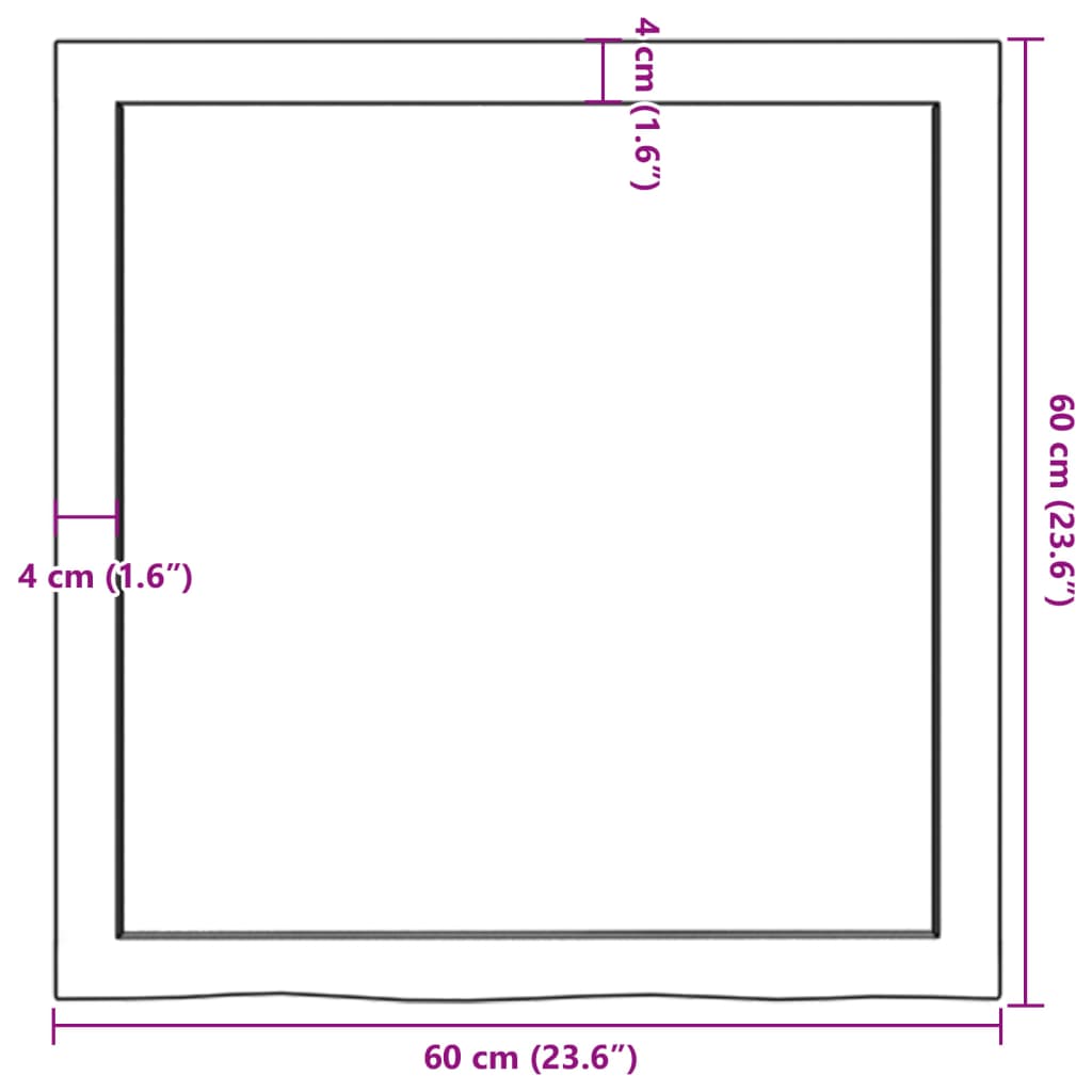 Bänkskiva badrum 60x60x(2-4) cm behandlat massivt trä