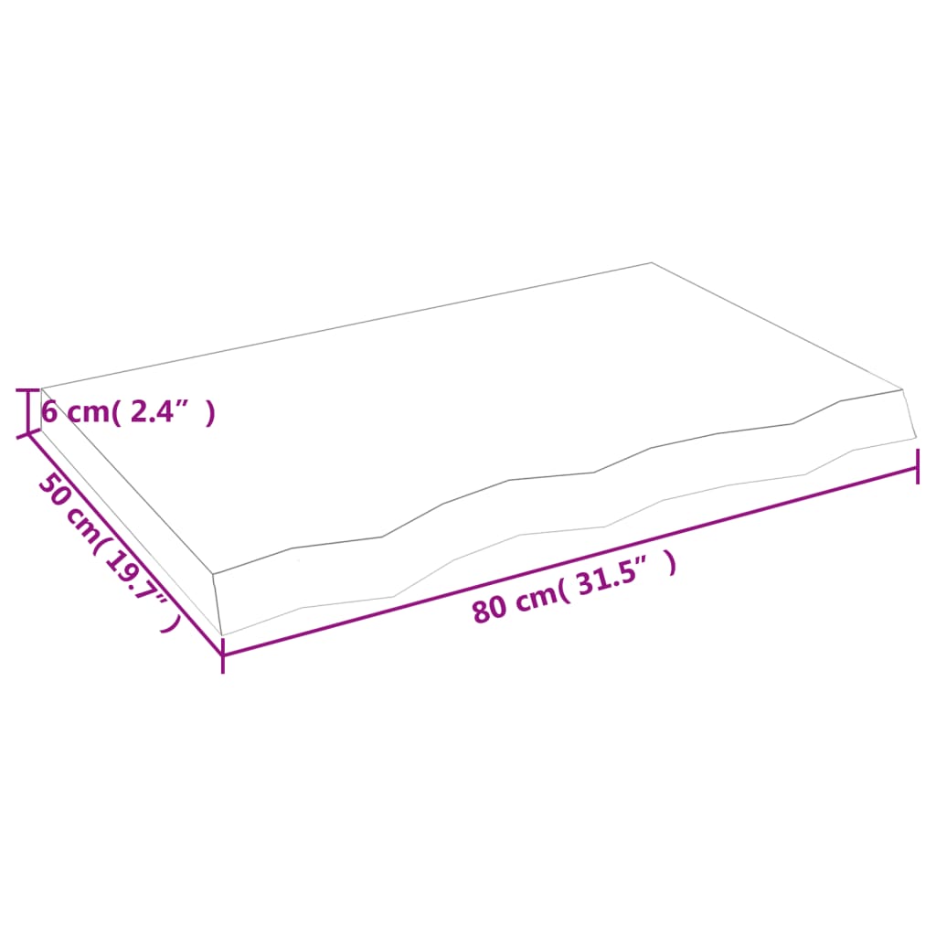 Bänkskiva badrum 80x50x(2-6) cm behandlat massivt trä