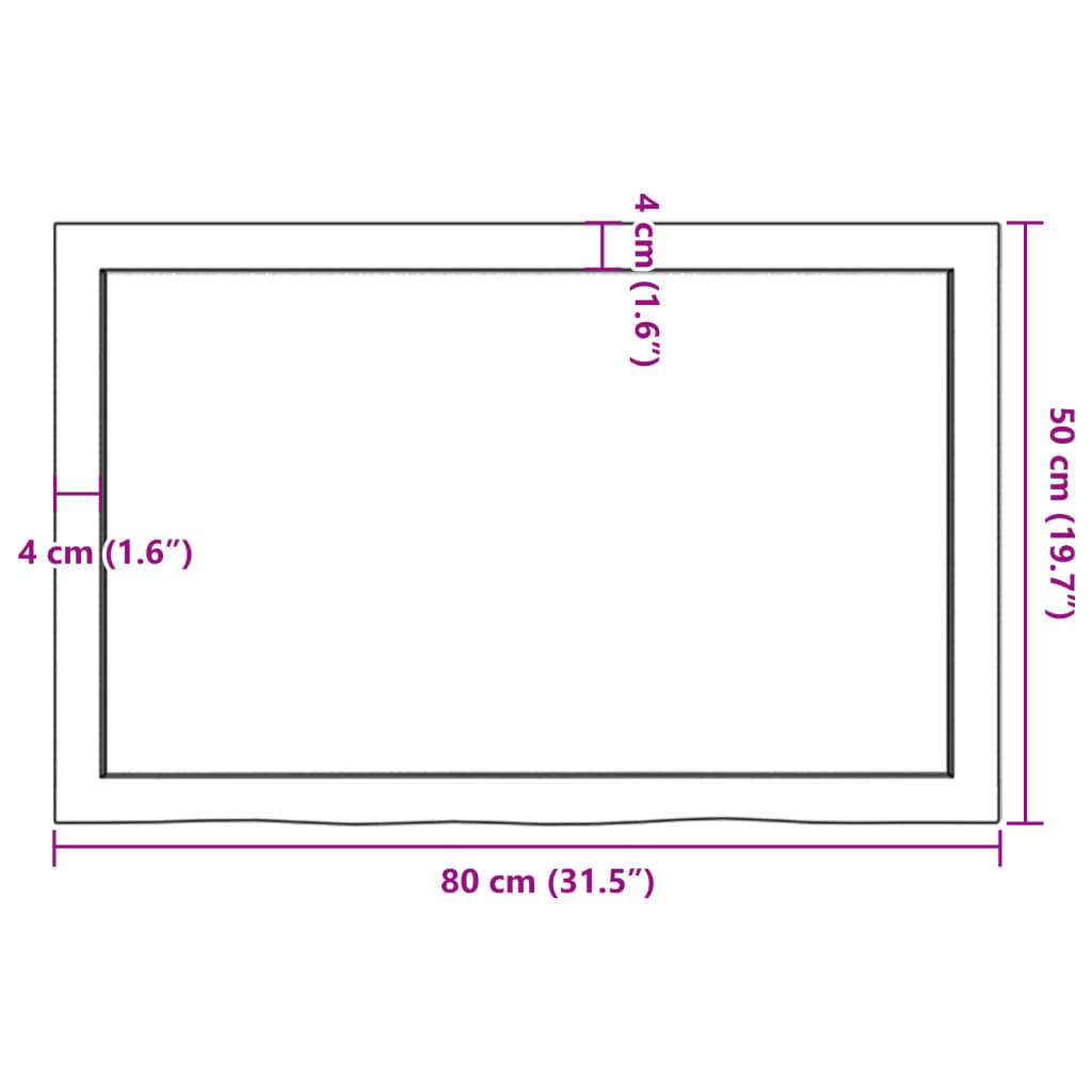 Bänkskiva badrum 80x50x(2-6) cm behandlat massivt trä