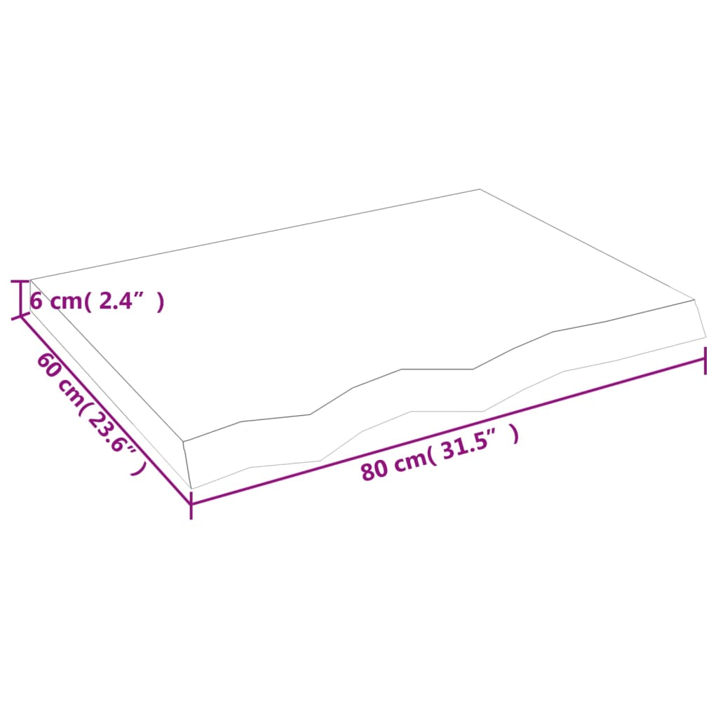 Bänkskiva badrum 80x60x(2-6) cm behandlat massivt trä