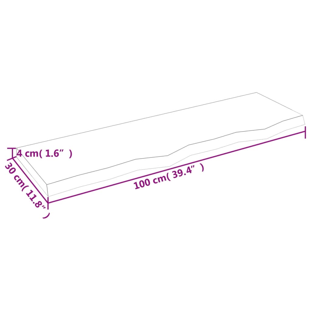 Bänkskiva badrum 100x30x(2-4) cm behandlat massivt trä