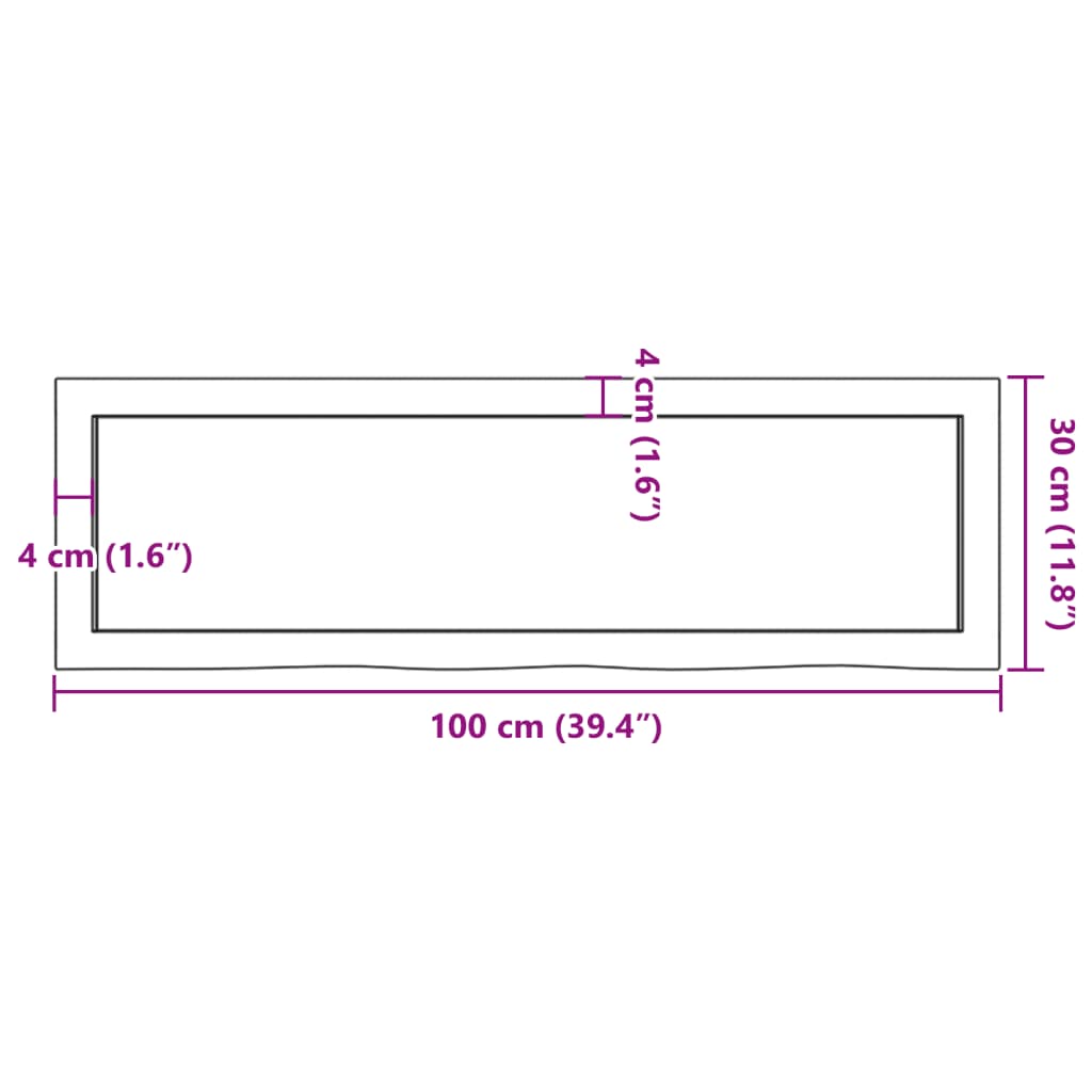 Bänkskiva badrum 100x30x(2-4) cm behandlat massivt trä