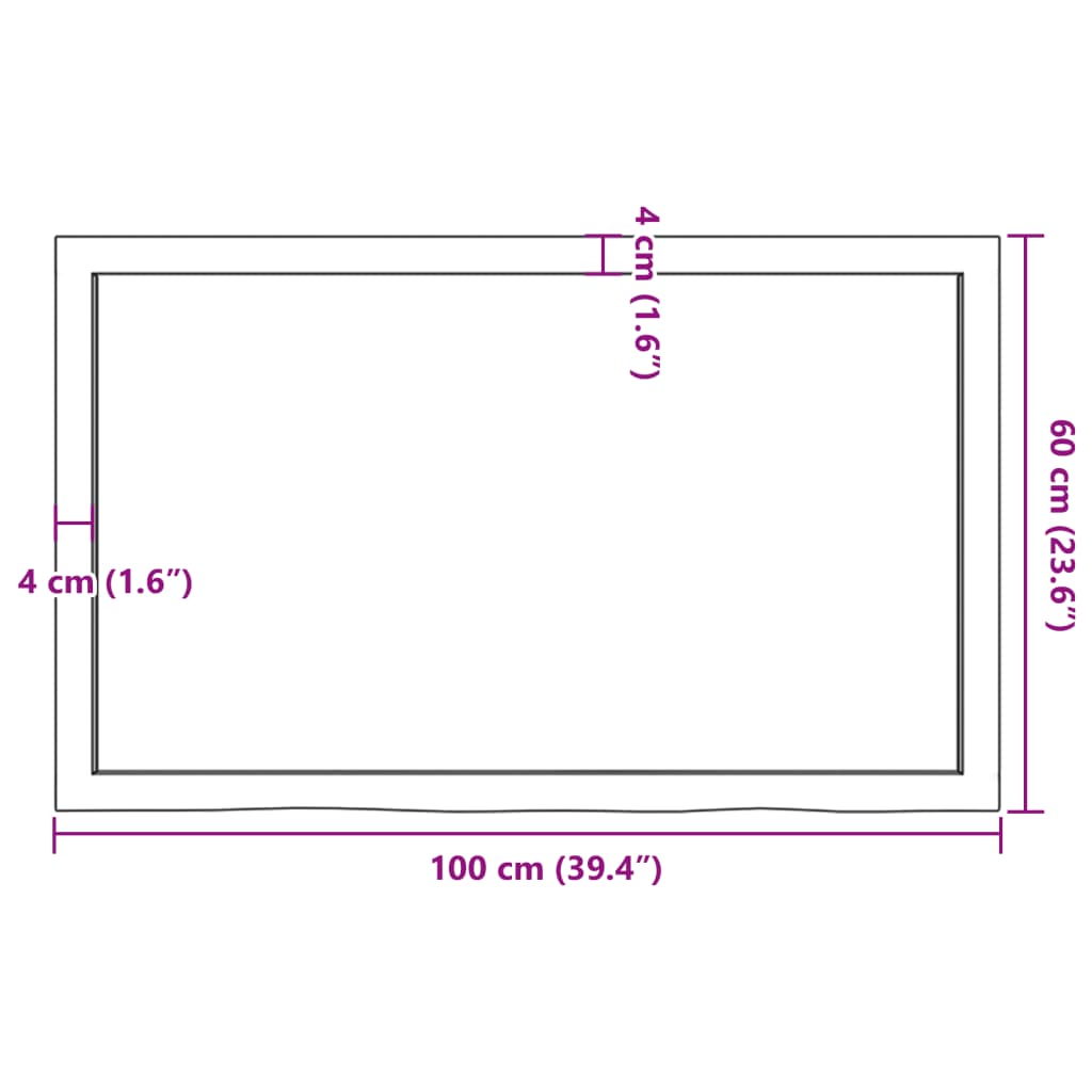 Bänkskiva badrum 100x60x(2-4) cm behandlat massivt trä