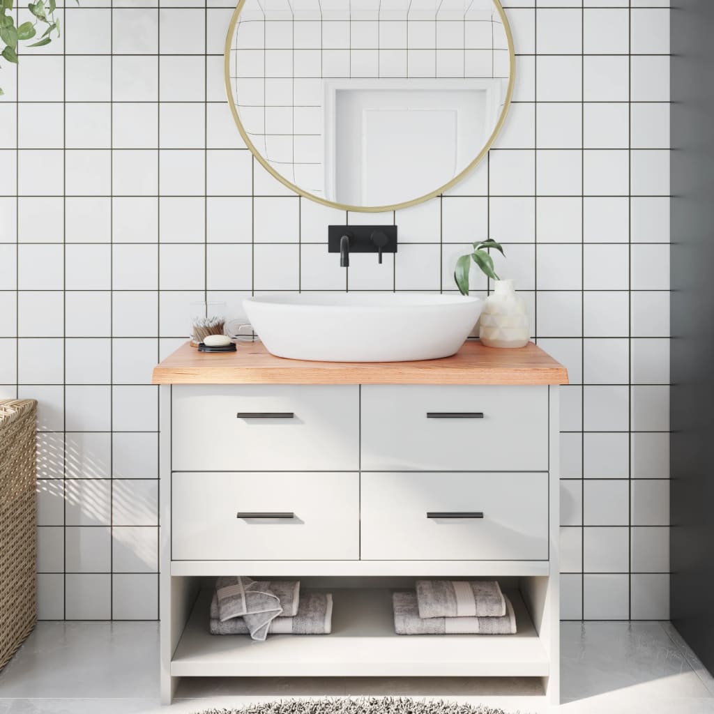 Bänkskiva badrum 100x60x(2-4) cm behandlat massivt trä