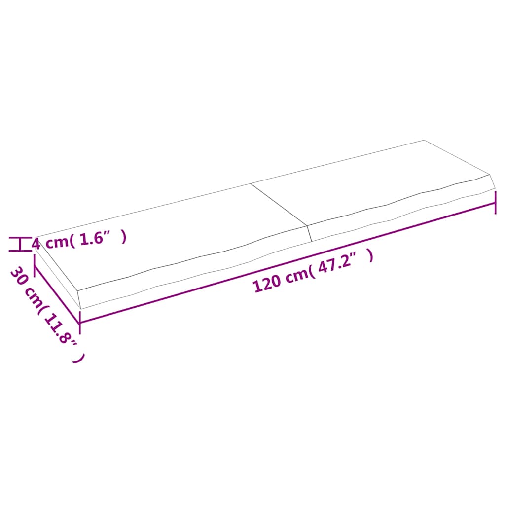 Bänkskiva badrum 120x30x(2-4) cm behandlat massivt trä
