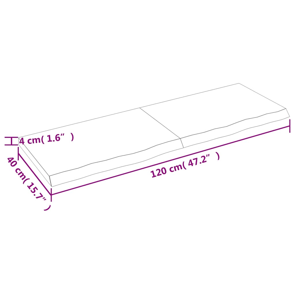 Bänkskiva badrum 120x40x(2-4) cm behandlat massivt trä