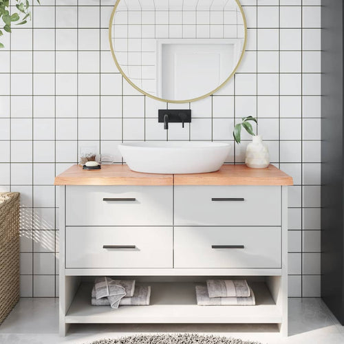 Bänkskiva badrum 120x40x(2-4) cm behandlat massivt trä
