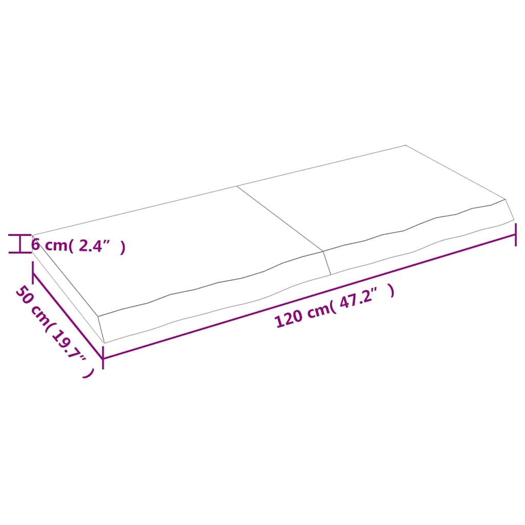 Bänkskiva badrum 120x50x(2-6) cm behandlat massivt trä