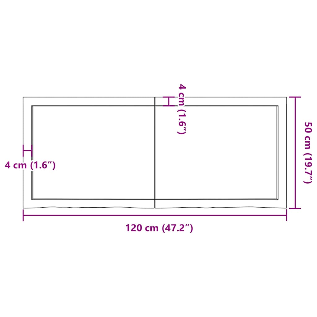 Bänkskiva badrum 120x50x(2-6) cm behandlat massivt trä