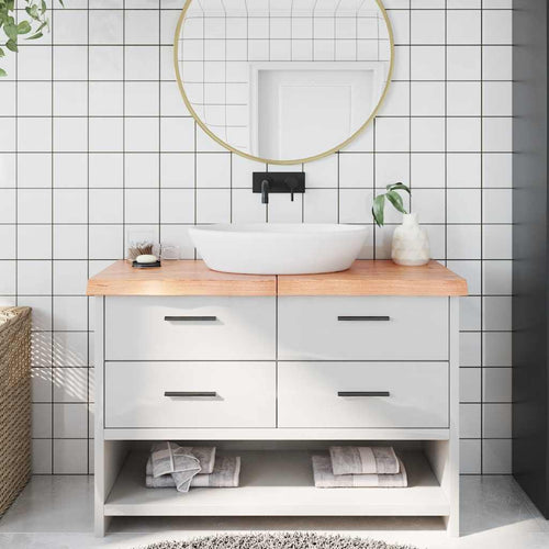 Bänkskiva badrum 120x50x(2-6) cm behandlat massivt trä