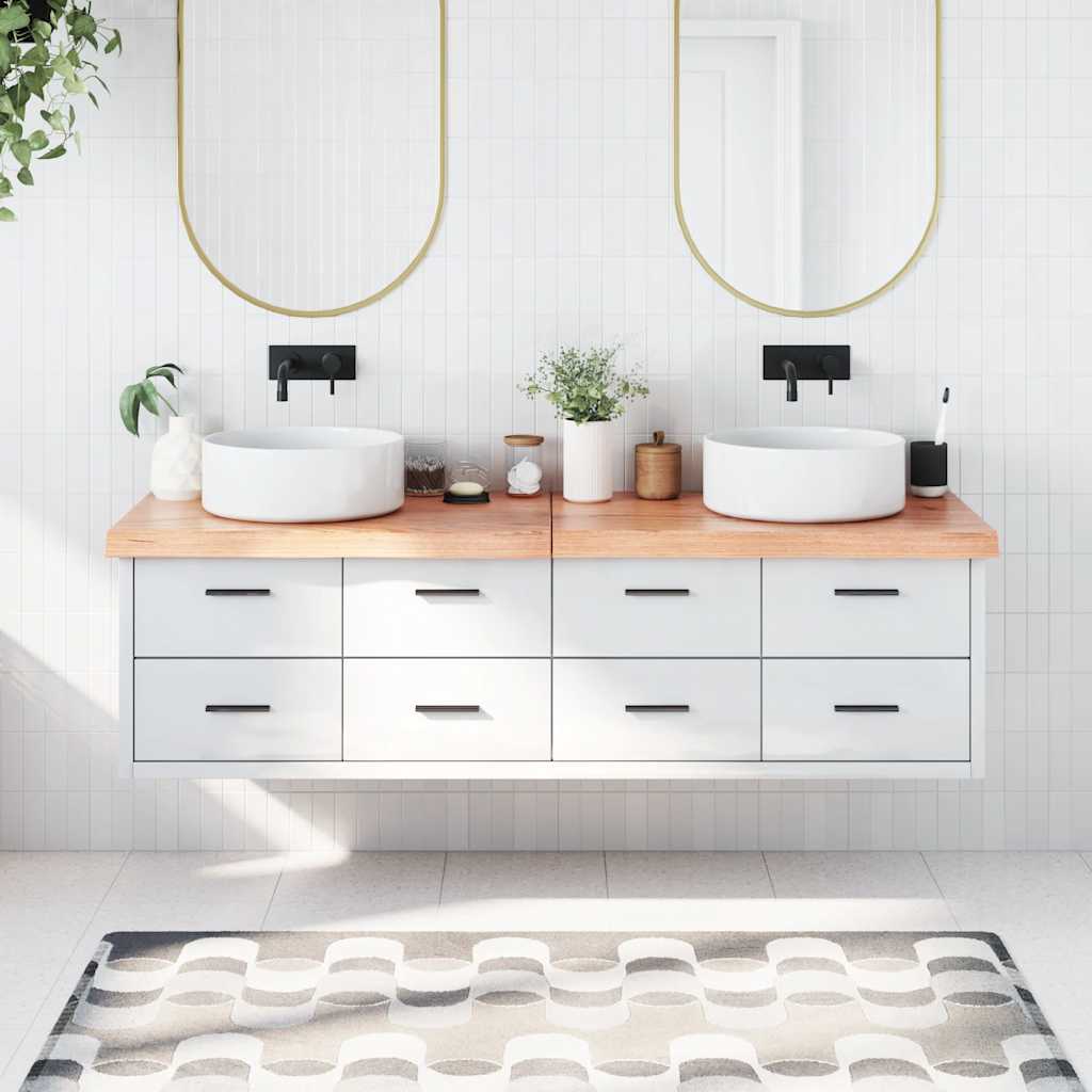 Bänkskiva badrum 180x50x(2-6) cm behandlat massivt trä