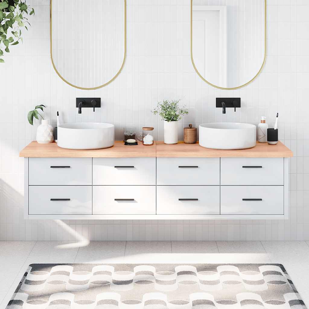 Bänkskiva badrum 200x60x(2-4) cm behandlat massivt trä