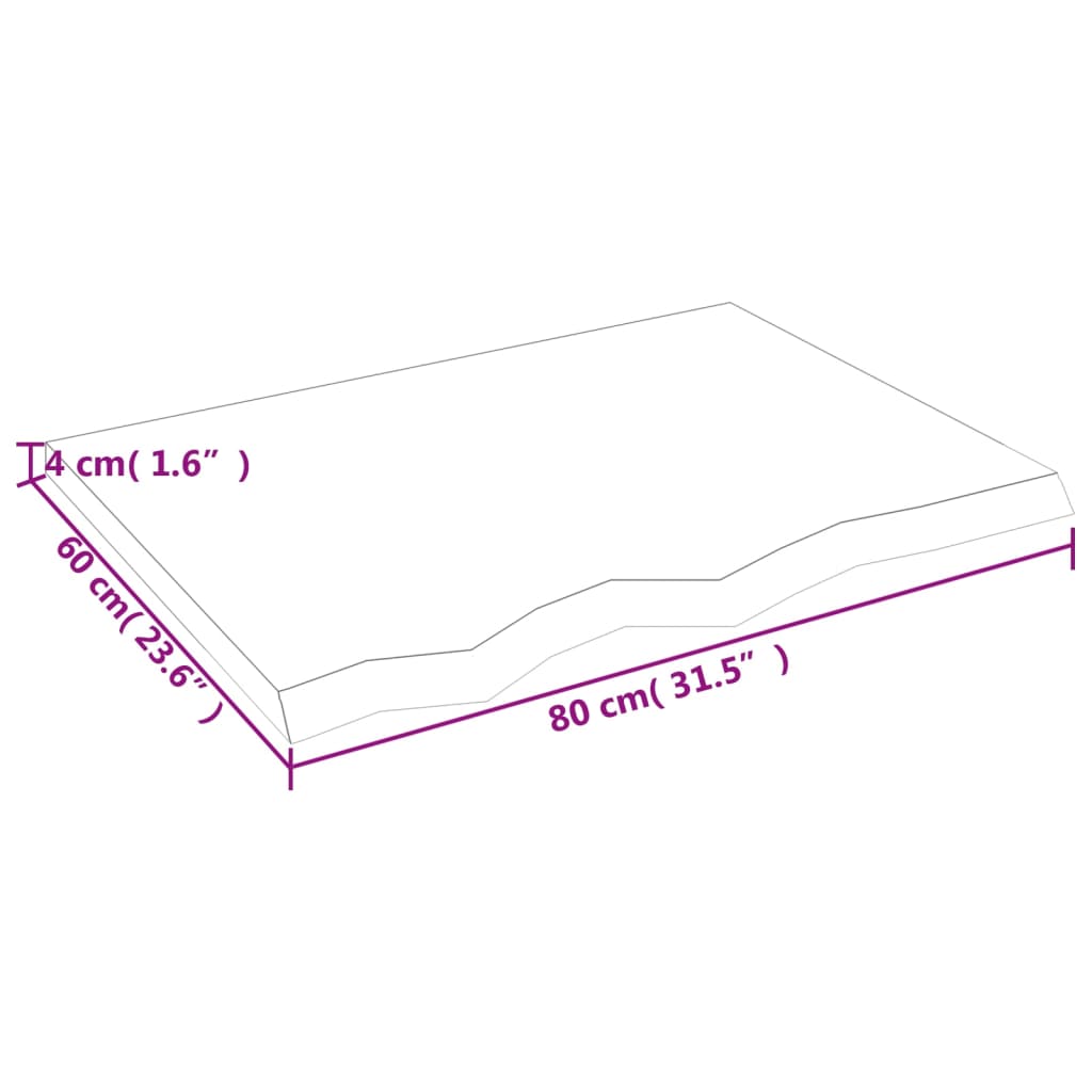 Bänkskiva badrum 80x60x(2-4) cm behandlat massivt trä