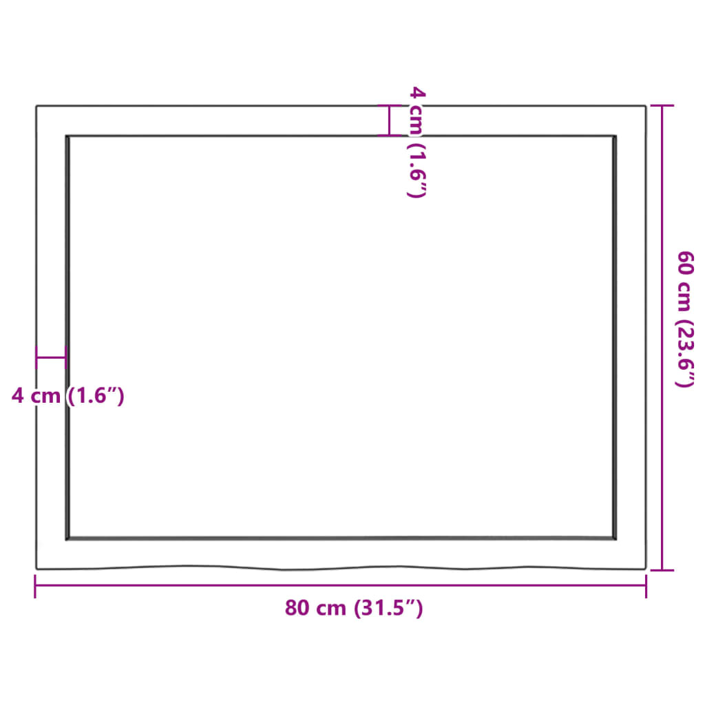 Bänkskiva badrum 80x60x(2-4) cm behandlat massivt trä