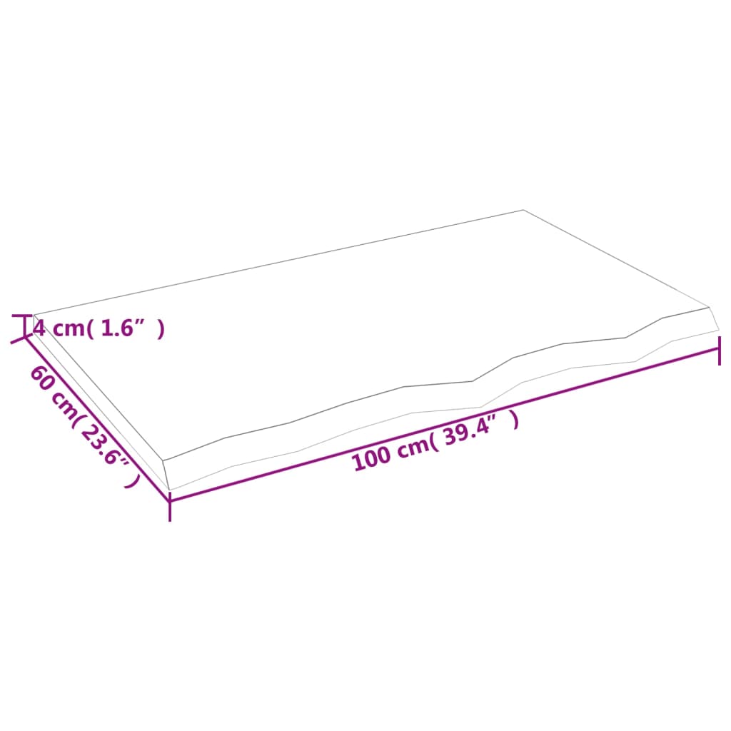 Bänkskiva badrum 100x60x(2-4) cm behandlat massivt trä