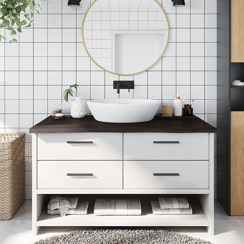 Bänkskiva badrum 100x60x(2-4) cm behandlat massivt trä