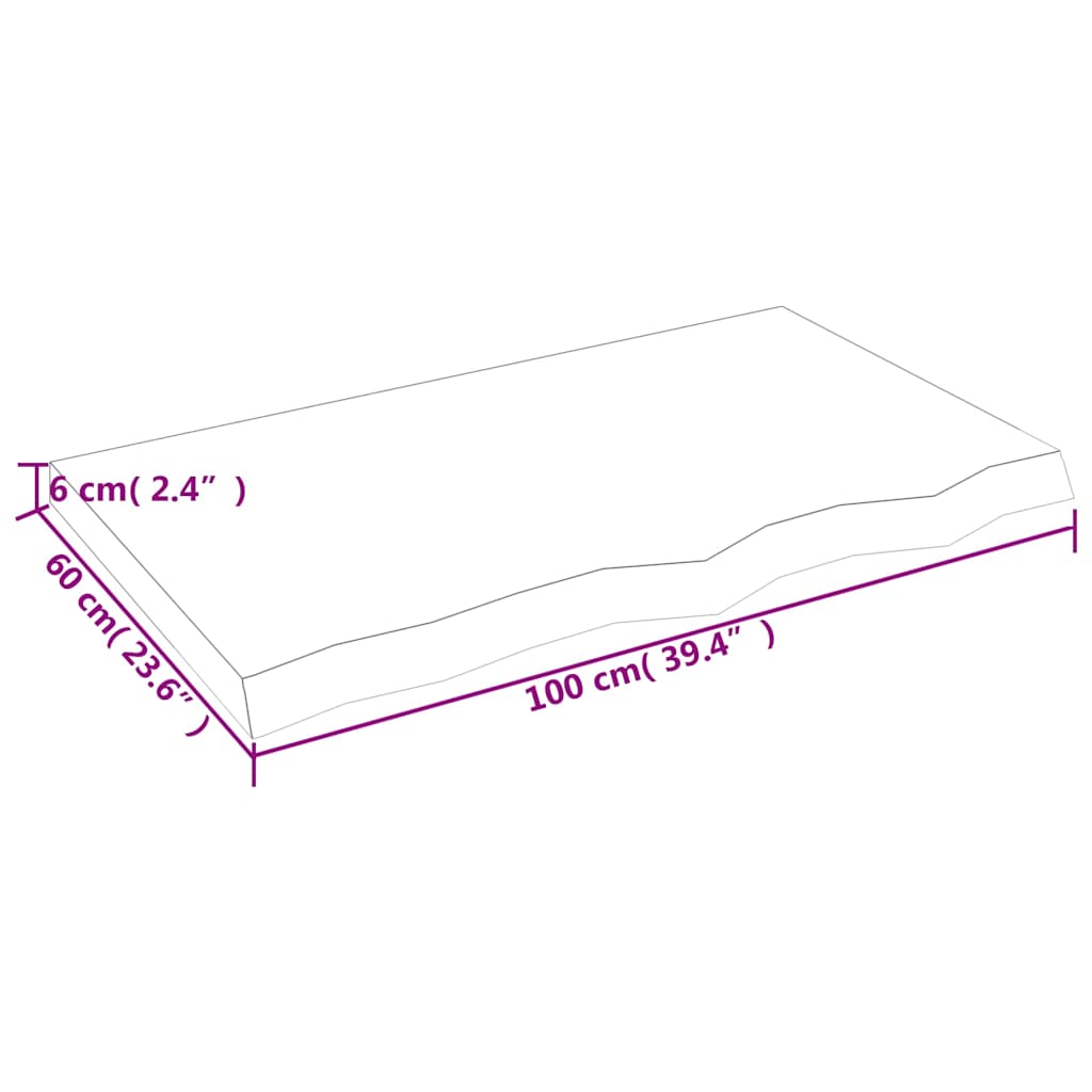 Bänkskiva badrum mörkbrun 100x60x(2-6) cm behandlat