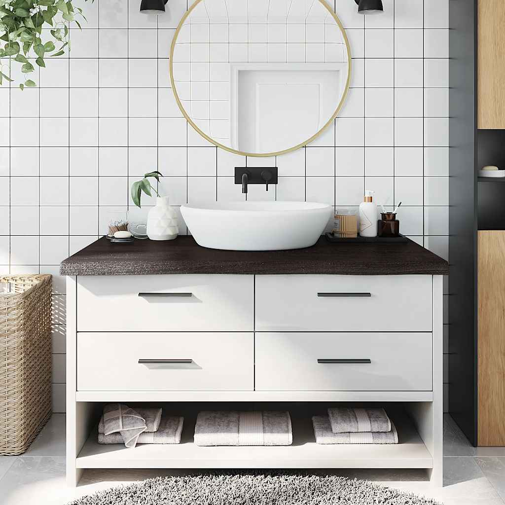 Bänkskiva badrum mörkbrun 100x60x(2-6) cm behandlat