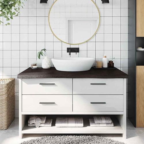 Bänkskiva badrum mörkbrun 100x60x(2-6) cm behandlat