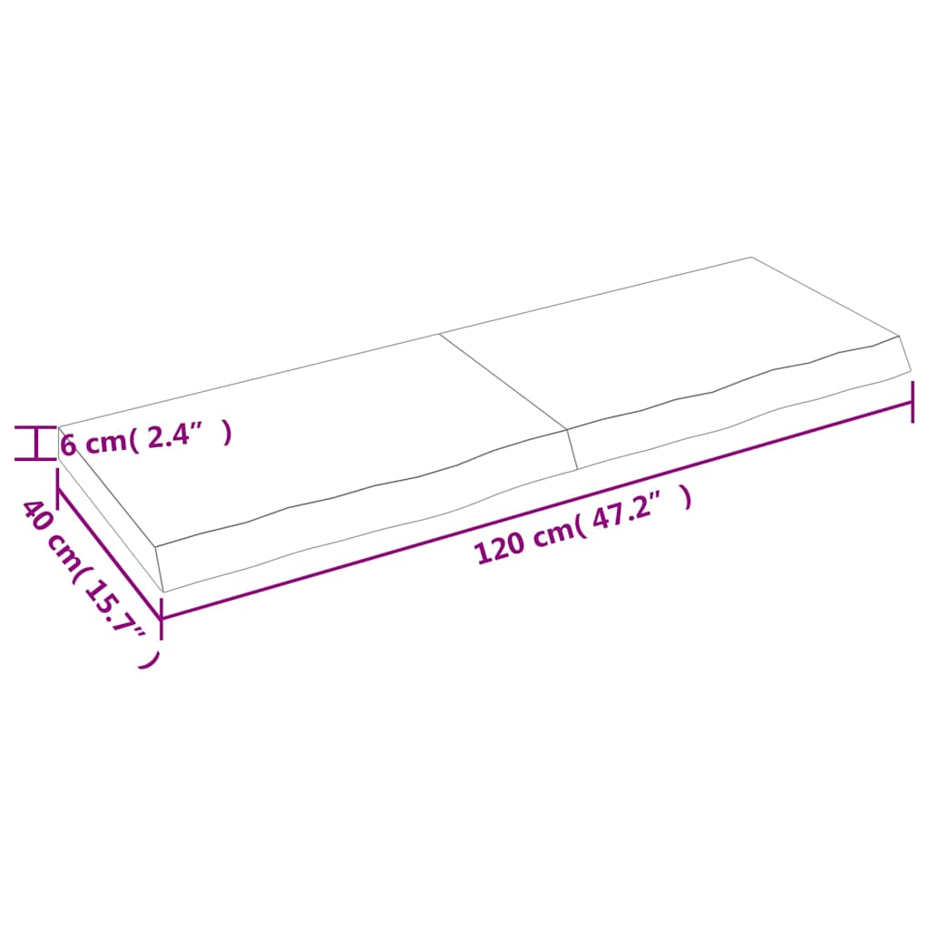 Bänkskiva badrum 120x40x(2-6) cm behandlat massivt trä