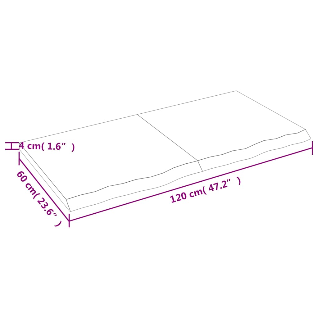 Bänkskiva badrum mörkbrun 120x60x(2-4) cm behandlat