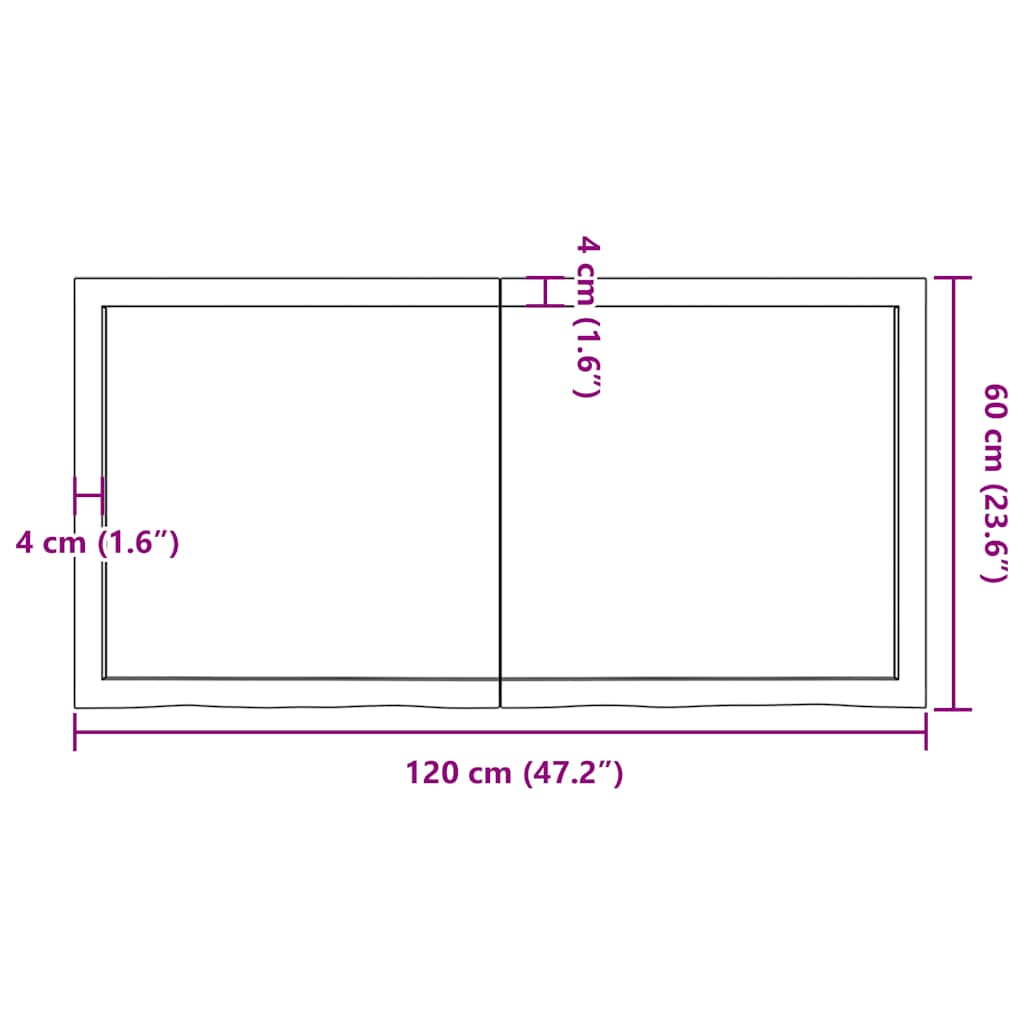 Bänkskiva badrum mörkbrun 120x60x(2-4) cm behandlat