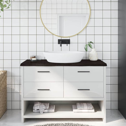 Bänkskiva badrum mörkbrun 120x60x(2-4) cm behandlat