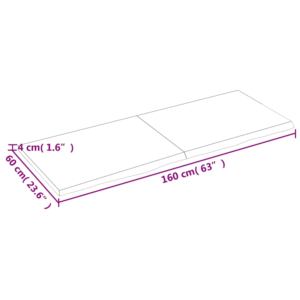 Bänkskiva badrum 160x60x(2-4) cm behandlat massivt trä