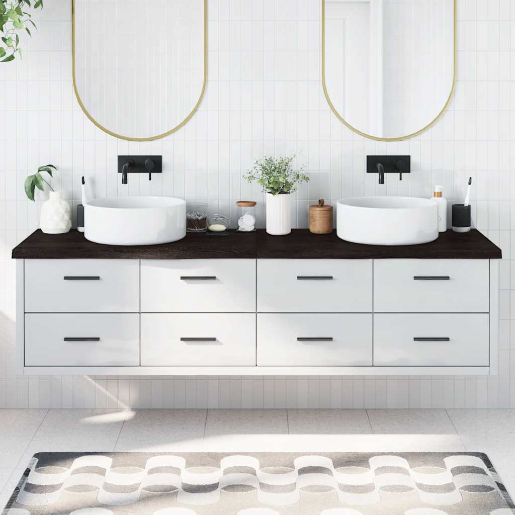Bänkskiva badrum 200x50x(2-4) cm behandlat massivt trä