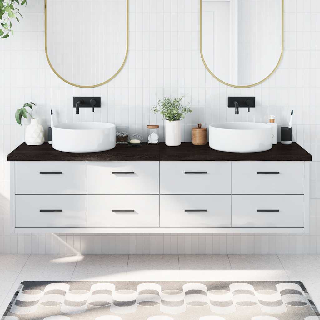 Bänkskiva badrum 200x60x(2-4) cm behandlat massivt trä