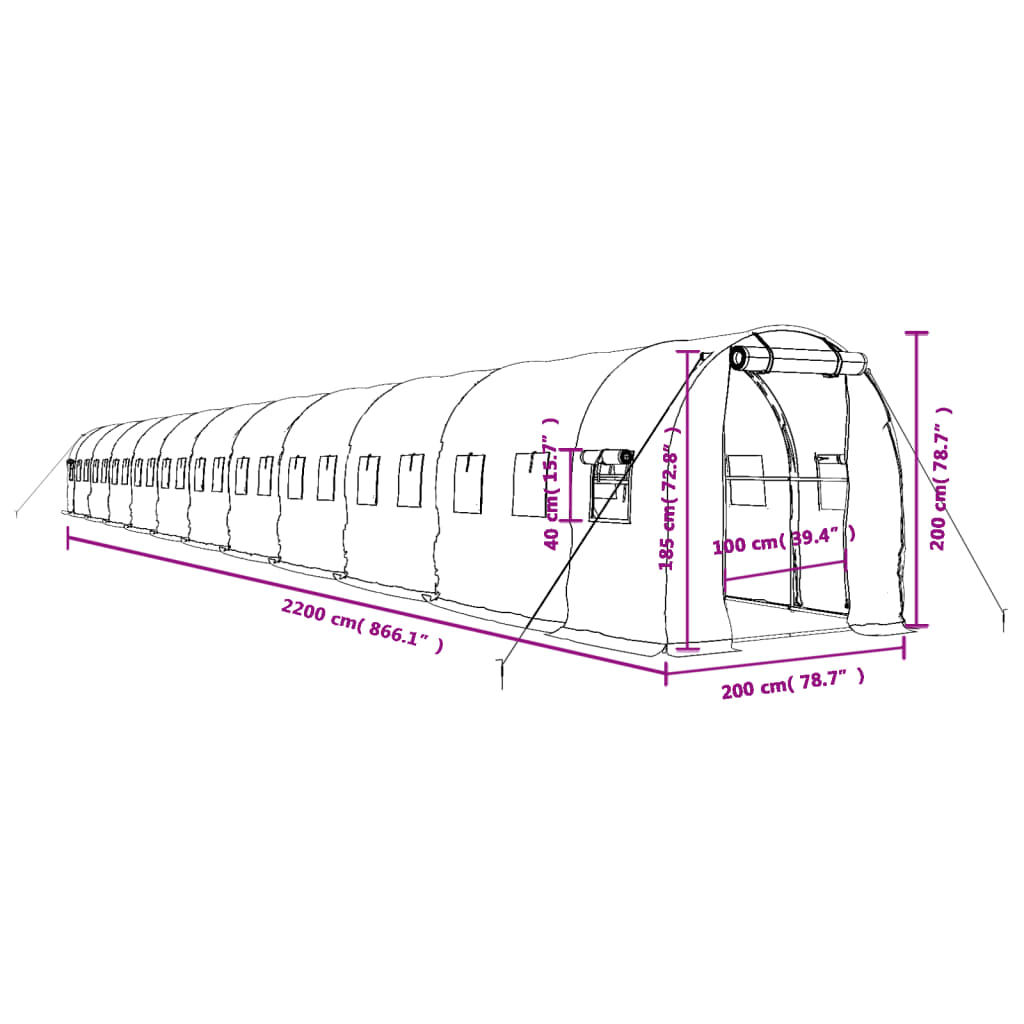 Växthus Med Stålram 44 M²