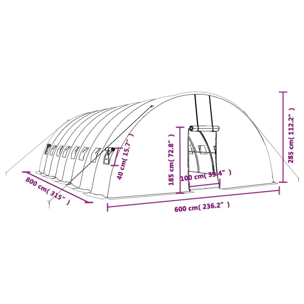 Växthus Med Stålram 48 M²